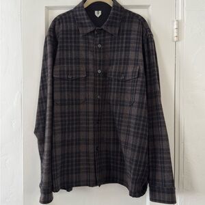 Arket Brown and Black Plaid Button Down Overshirt Shirt